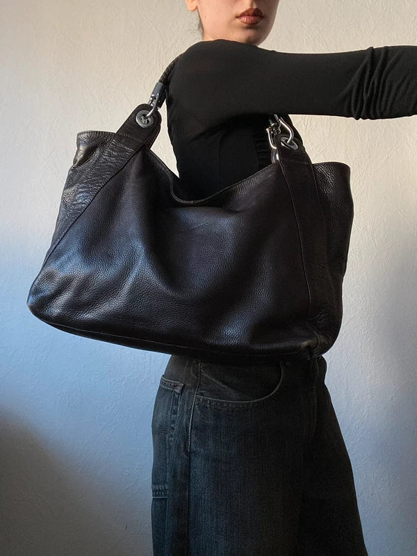 Vintage high quality genuine leather large handbag shoulder bag