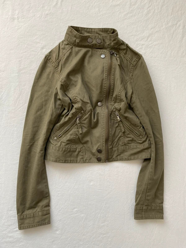 Vintage 100% Cotton Cropped Asymmetrical Jacket – Spring Summer Archive Style