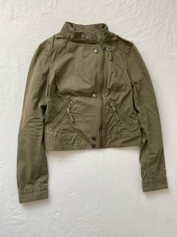 Vintage 100% Cotton Cropped Asymmetrical Jacket – Spring Summer Archive Style