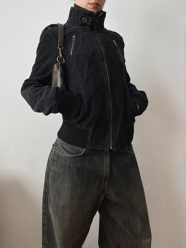 Vintage 100% Cotton Cropped Bomber Jacket – Timeless Archive Avantgarde Style