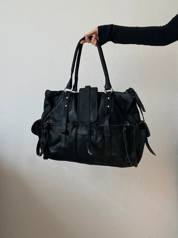 Vintage High-Quality Genuine Leather Large Shoulder Bag – Archive Avantgarde Style