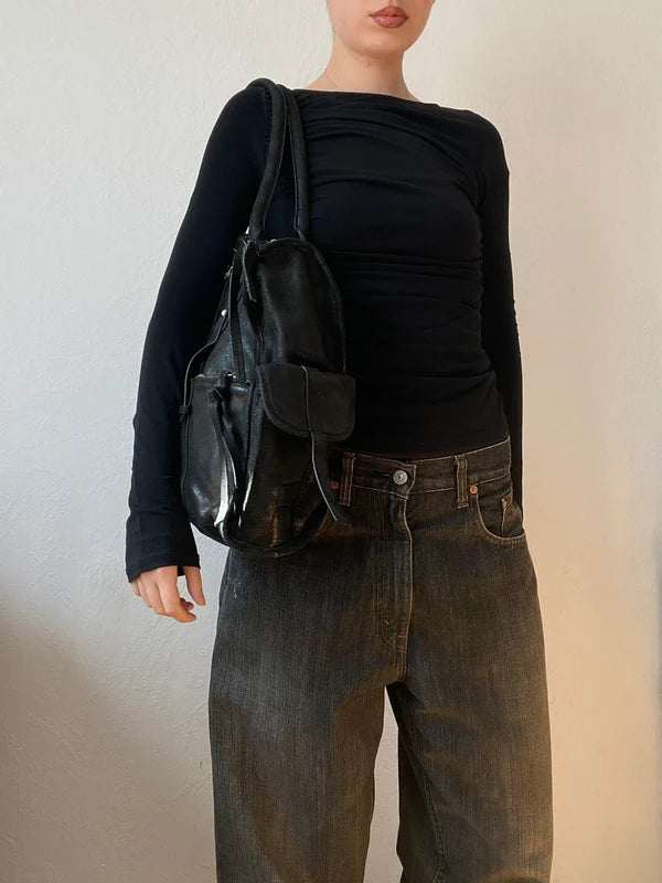 Vintage High-Quality Genuine Leather Large Shoulder Bag – Archive Avantgarde Style