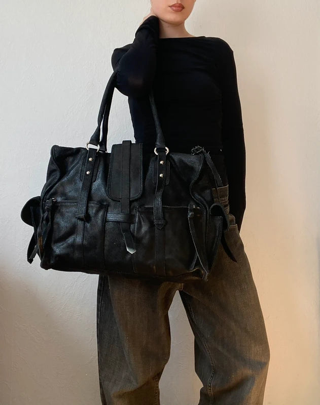 Vintage High-Quality Genuine Leather Large Shoulder Bag – Archive Avantgarde Style