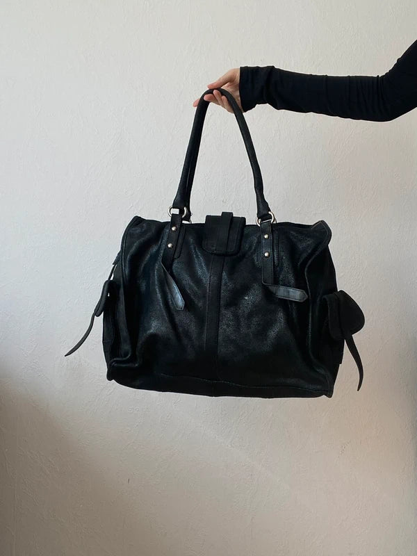 Vintage High-Quality Genuine Leather Large Shoulder Bag – Archive Avantgarde Style