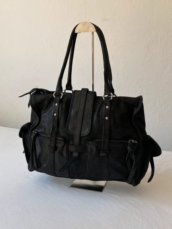 Vintage High-Quality Genuine Leather Large Shoulder Bag – Archive Avantgarde Style