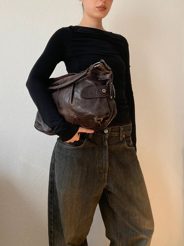 Vintage Designer Genuine Leather Handbag Made in Italy – Archive Avantgarde Style