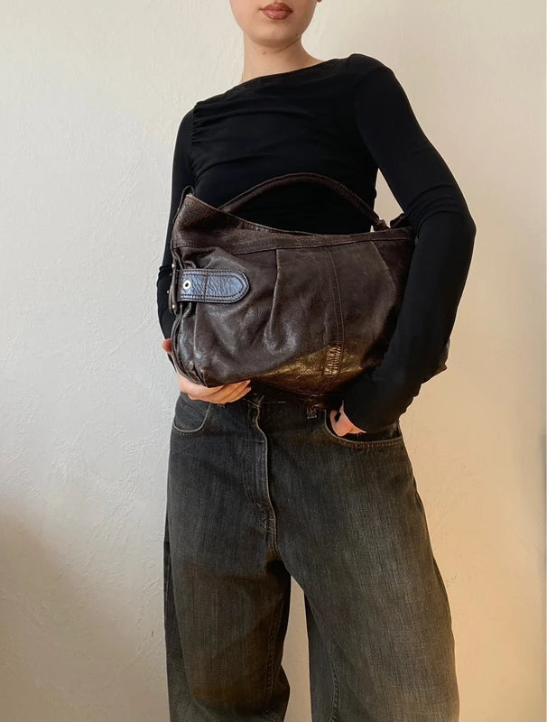 Vintage Designer Genuine Leather Handbag Made in Italy – Archive Avantgarde Style
