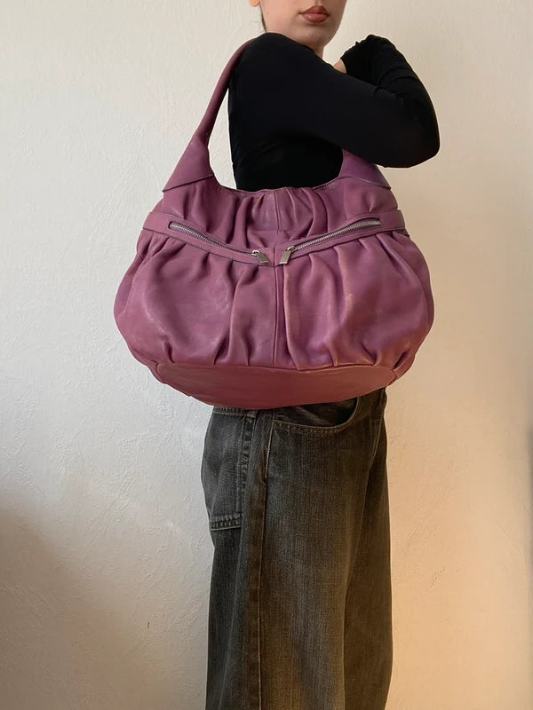 Crazy Beautiful Vintage Genuine Leather Handbag – High Quality Archive Avantgarde Style