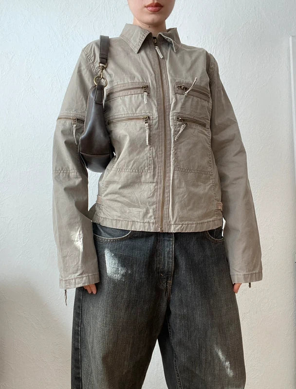 Vintage 100% cotton Short light jacket Military utility