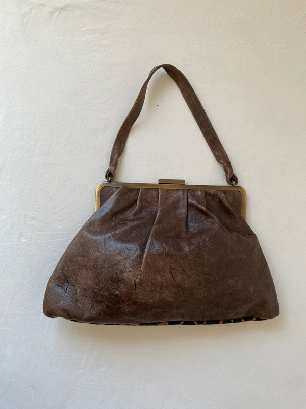 Vintage Designer handbag genuine leather Giraffe Print