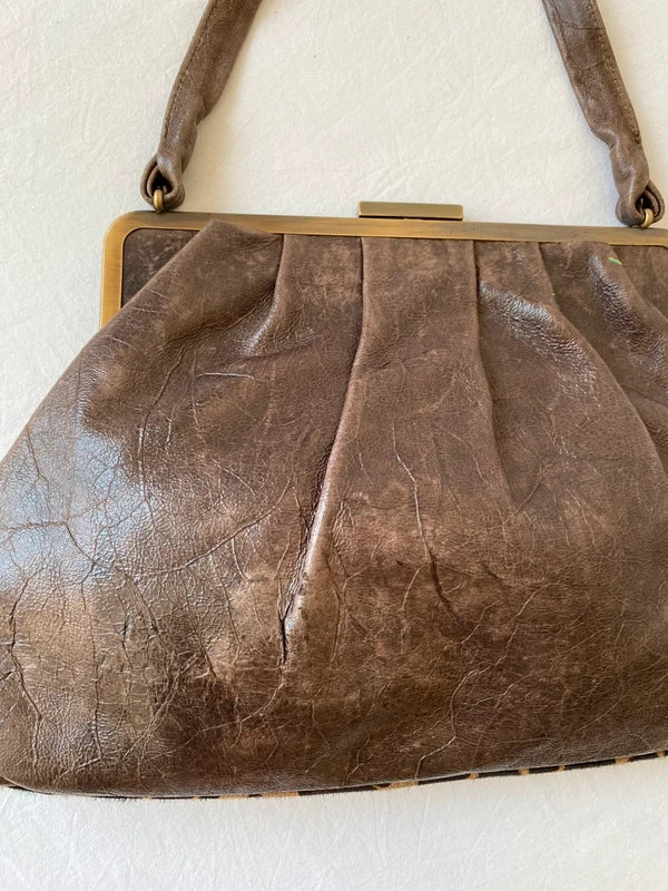 Vintage Designer handbag genuine leather Giraffe Print