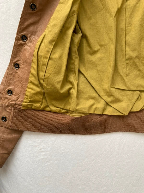 Vintage genuine leather jacket Details high neck
