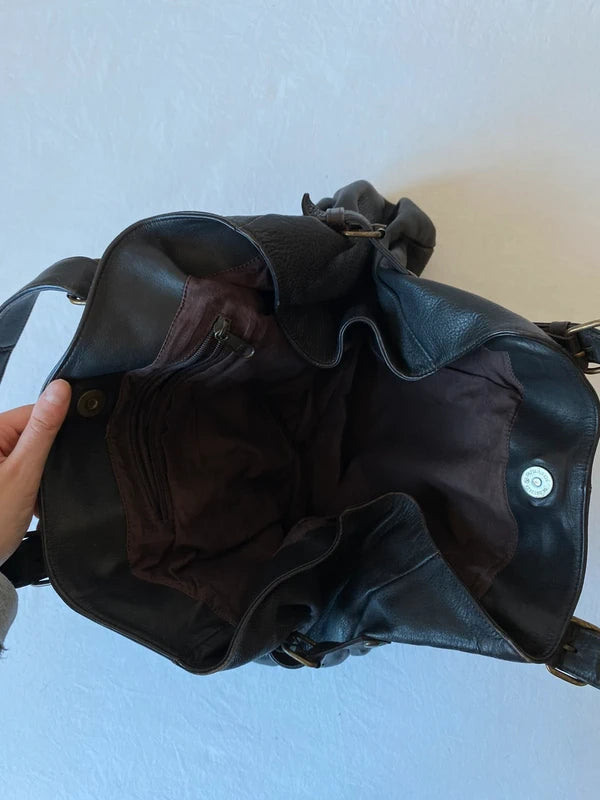 Vintage high quality genuine leather handbag staple