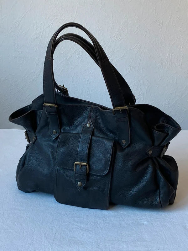 Vintage high quality genuine leather handbag staple