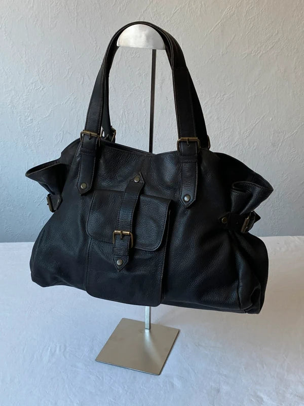 Vintage high quality genuine leather handbag staple