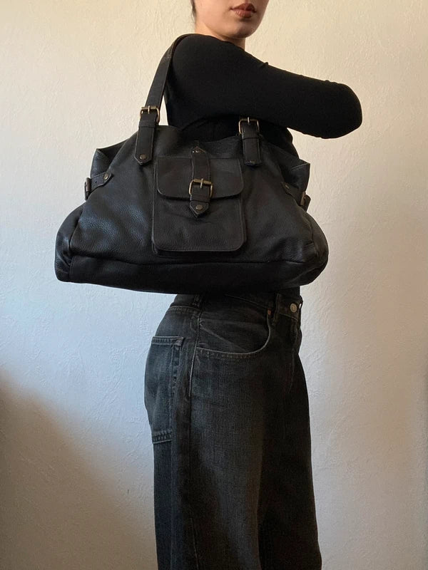 Vintage high quality genuine leather handbag staple