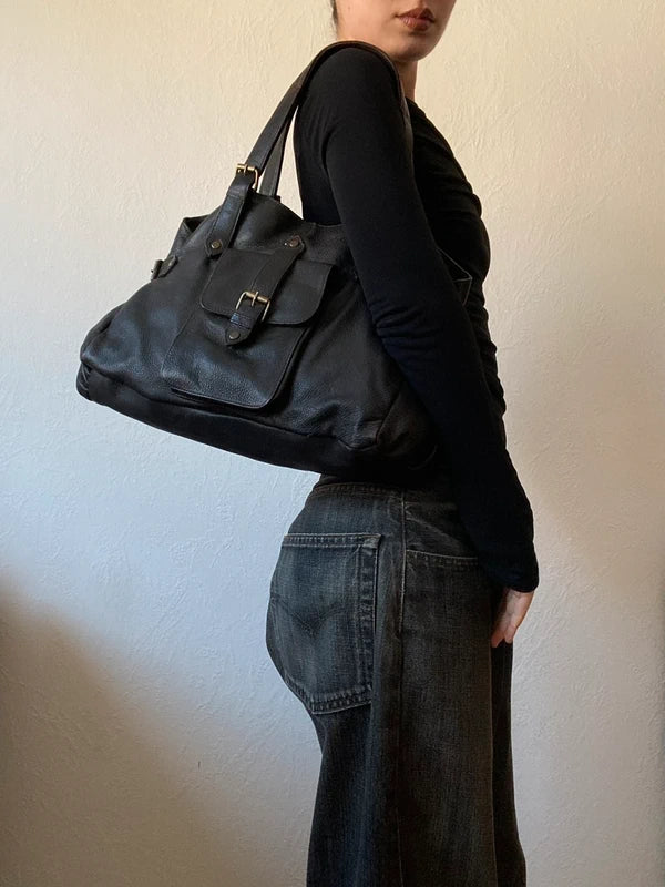Vintage high quality genuine leather handbag staple