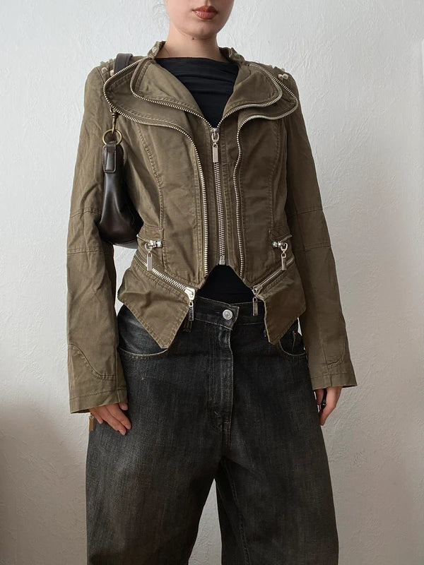 Vintage 100% cotton asymmetrical short jacket