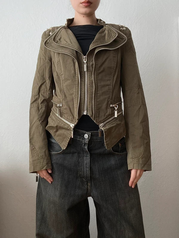 Vintage 100% cotton asymmetrical short jacket