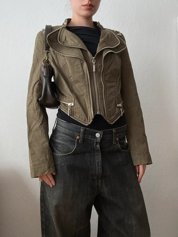 Vintage 100% cotton asymmetrical short jacket