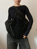 Vintage high quality genuine suede leather handbag shoulderbag