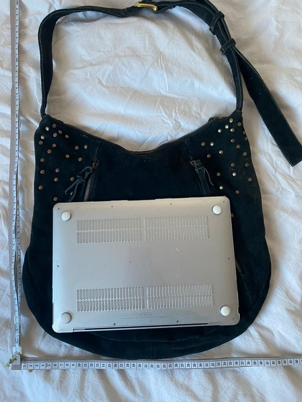 Vintage high quality genuine suede leather handbag shoulderbag