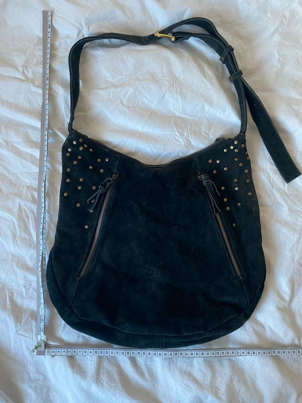 Vintage high quality genuine suede leather handbag shoulderbag