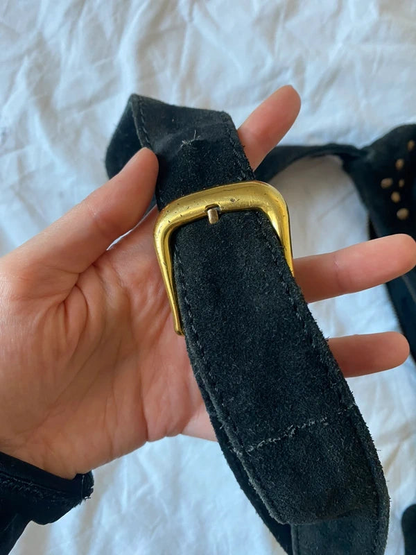 Vintage high quality genuine suede leather handbag shoulderbag