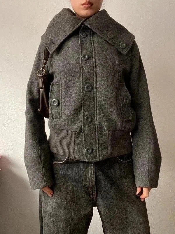 Vintage 50% wool short caban coat Bomber