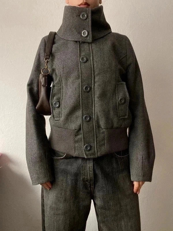 Vintage 50% wool short caban coat Bomber