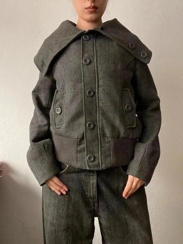 Vintage 50% wool short caban coat Bomber