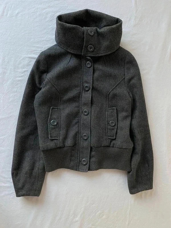 Vintage 50% wool short caban coat Bomber