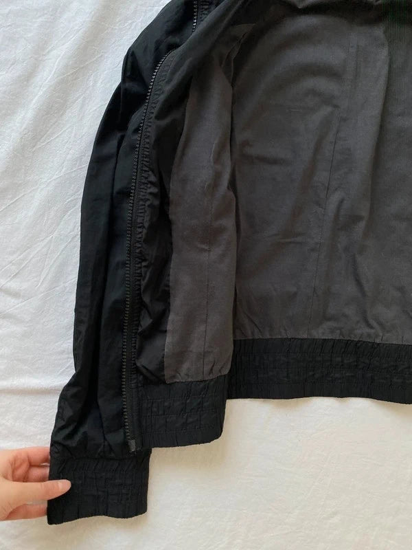 Vintage short bomber jacket high neck buttoned