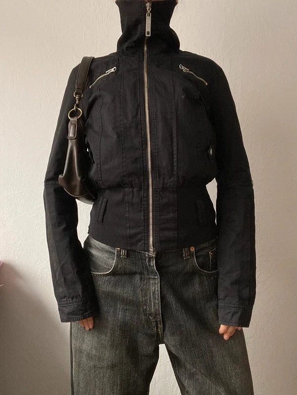 Vintage 100% cotton snatched waist short bomber jacke