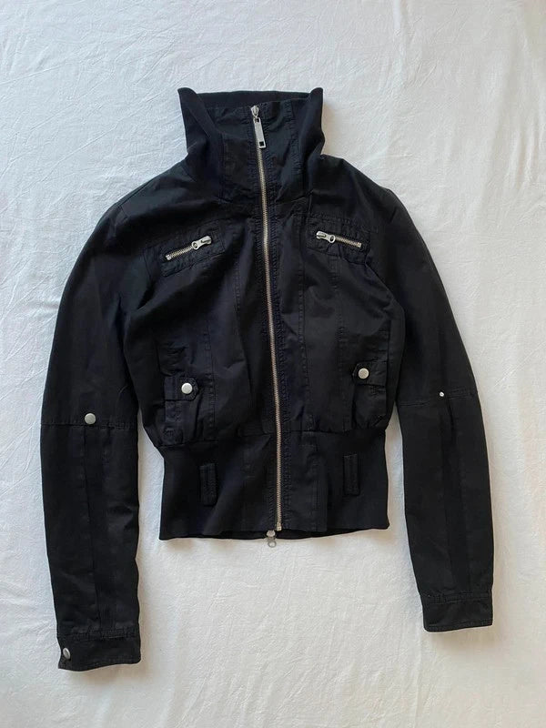 Vintage 100% cotton snatched waist short bomber jacke