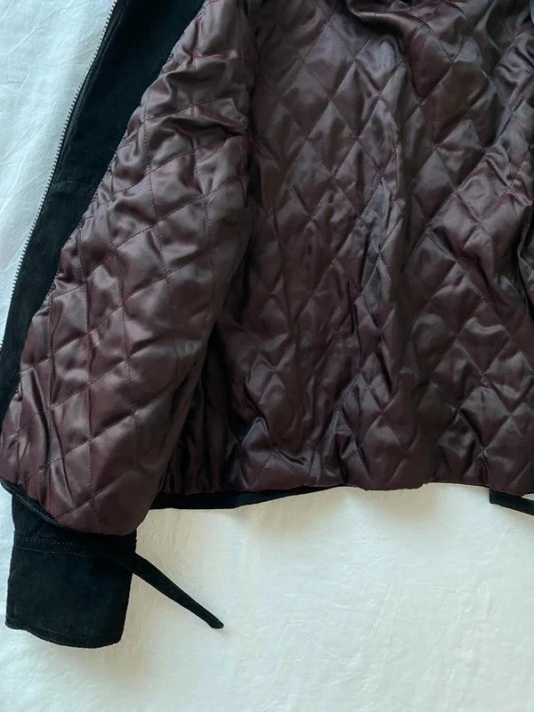 Vintage genuine leather Winter jacket short