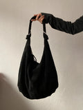 Vintage timeless genuine leather Metall Ring slouchy shoulder bag