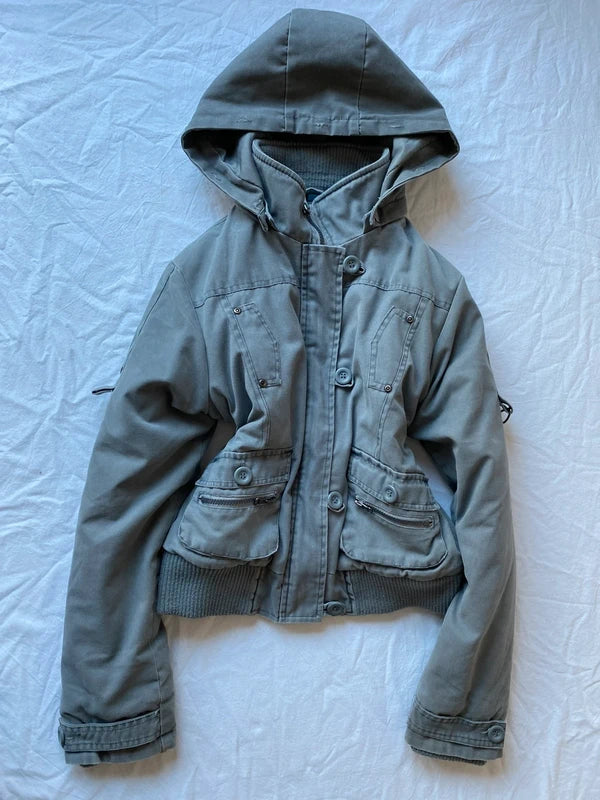 True vintag winter bomber jacket hooded