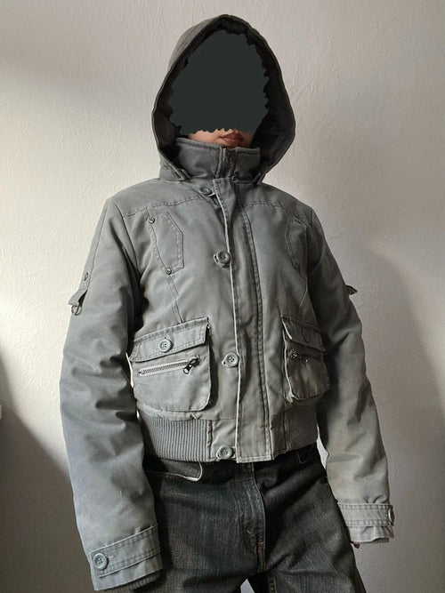 True vintag winter bomber jacket hooded