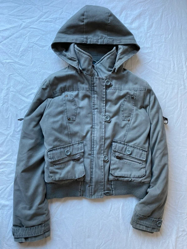 True vintag winter bomber jacket hooded