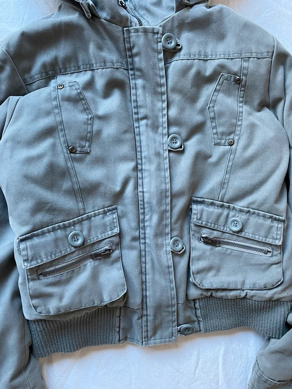 True vintag winter bomber jacket hooded