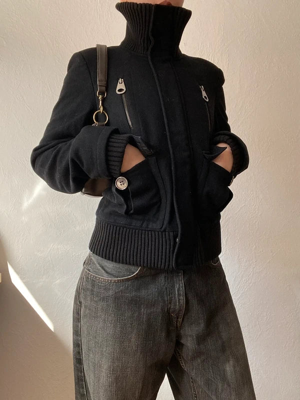 Vintage 60% wool short coat high neck