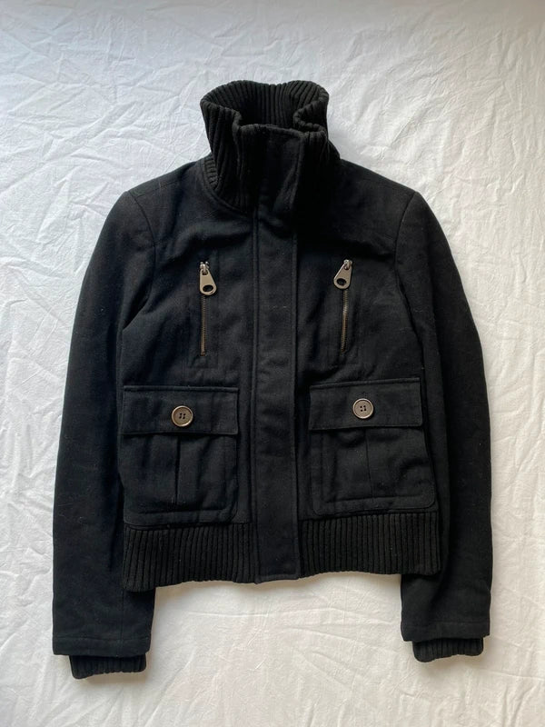 Vintage 60% wool short coat high neck