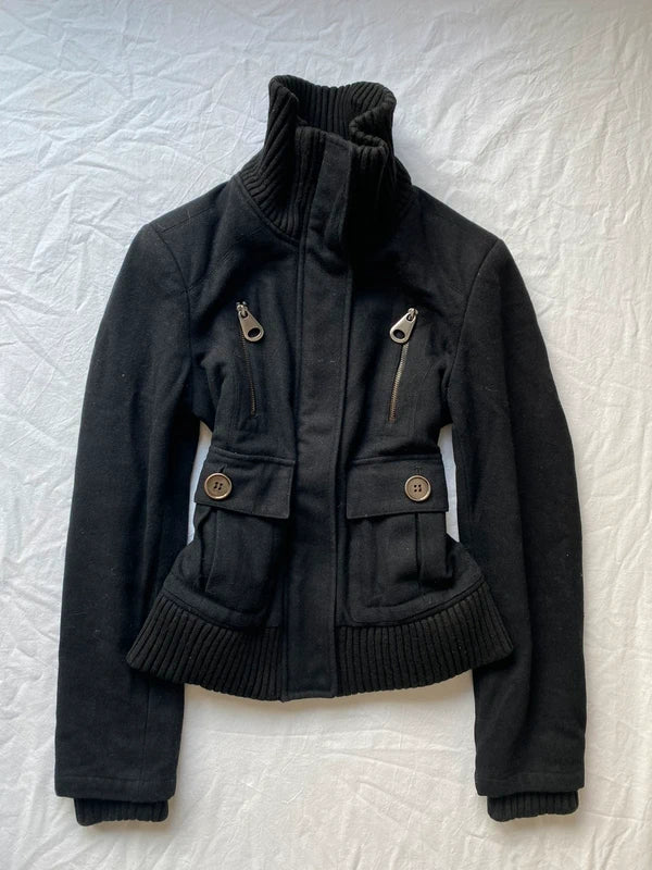 Vintage 60% wool short coat high neck