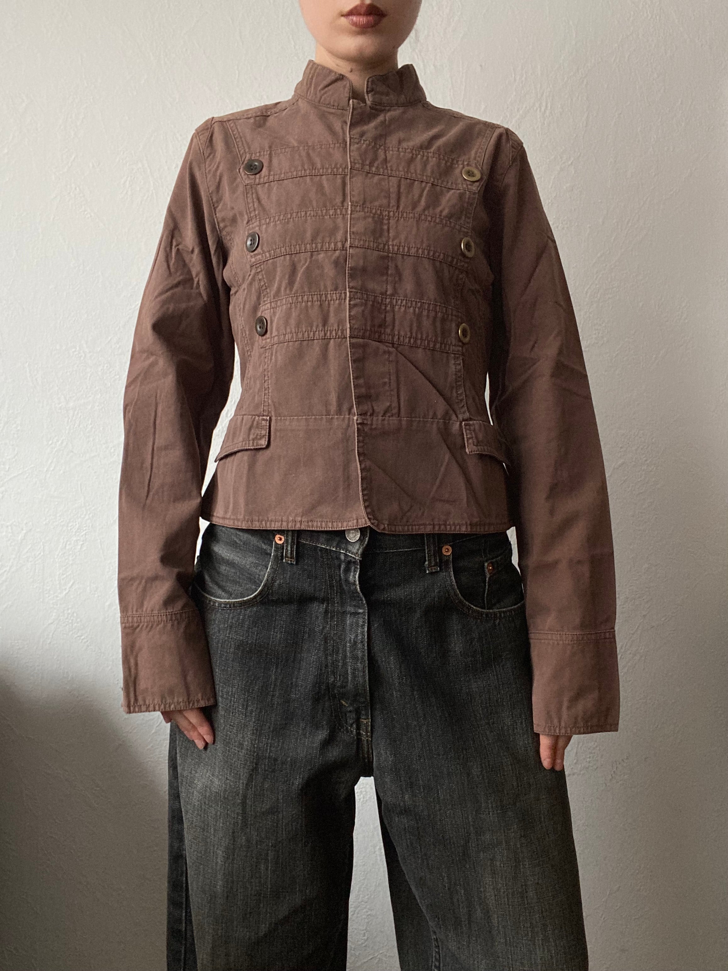 Vintage 100% Cotton Brown Napoleon Spring Jacket short