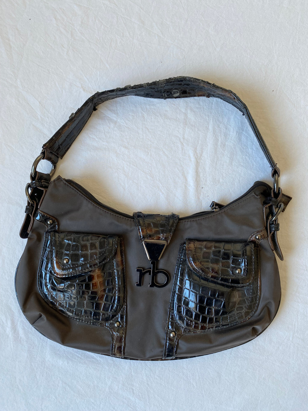 Vintage shoulderbag crocodile details