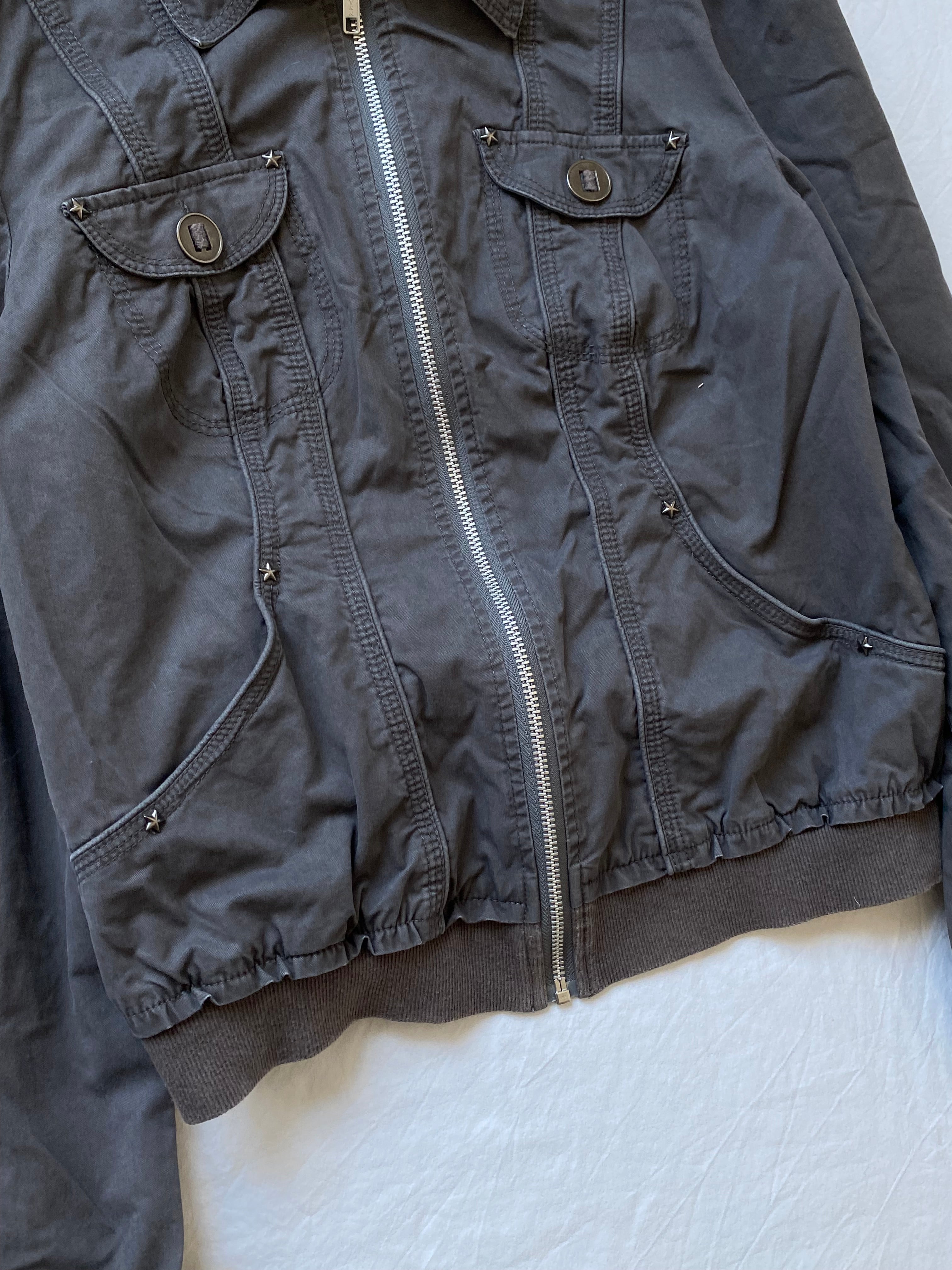 Vintage 100% cotton short bomber jacket taupe