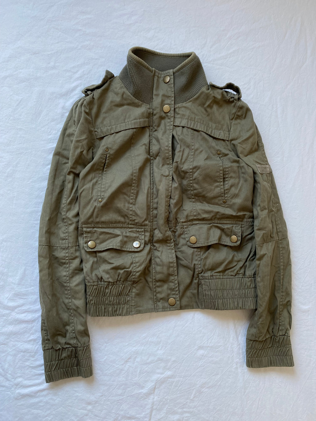 Vintage 100% cotton short light bomber jacket high neck spring summer