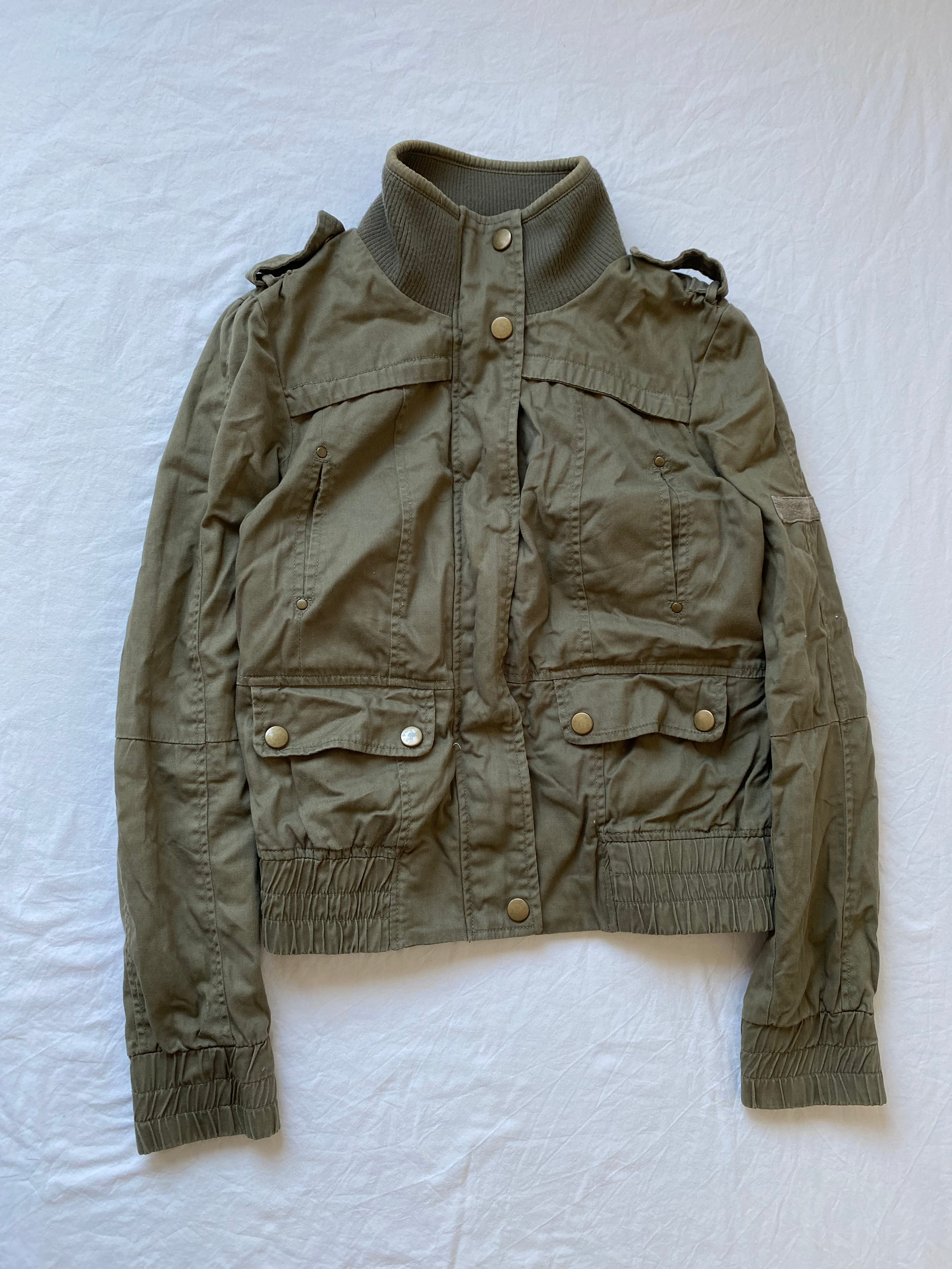 Vintage 100% cotton short light bomber jacket high neck spring summer