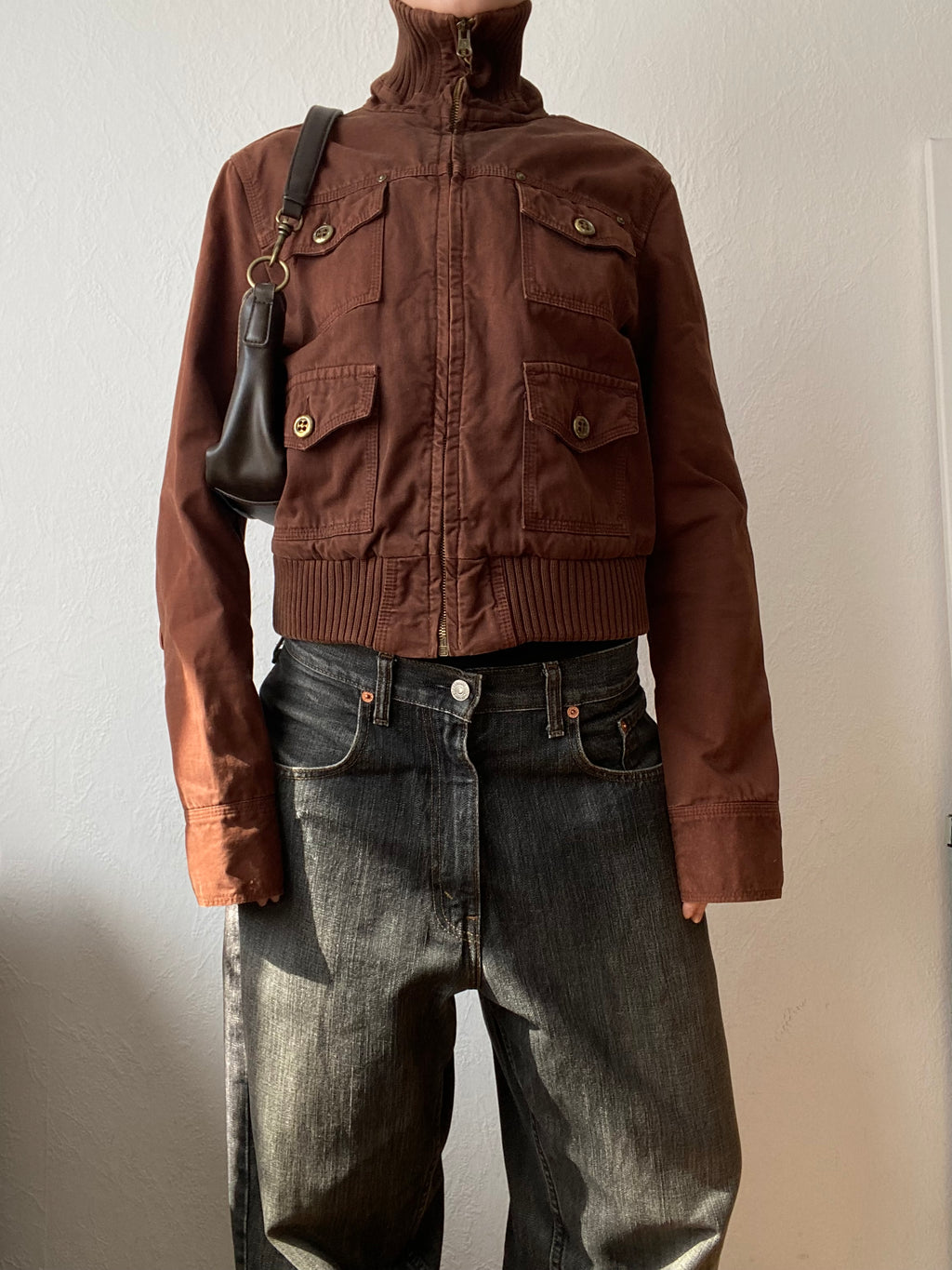 Vintage 100% cotton short bomber jacket light spring summer